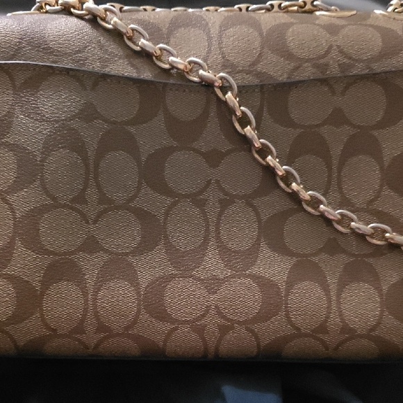 Coach Brown and Red Signature Shoulder Bag - Picture 3 of 5